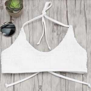 Zaful white smocked bikini top